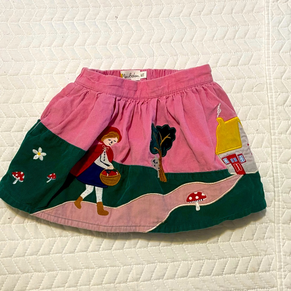 MiniBoden corduroy little red riding hood skirt